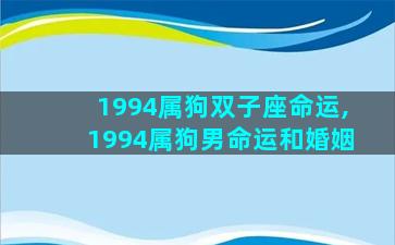 1994属狗双子座命运,1994属狗男命运和婚姻