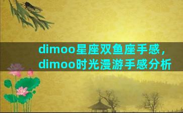 dimoo星座双鱼座手感，dimoo时光漫游手感分析