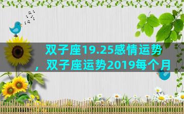 双子座19.25感情运势，双子座运势2019每个月