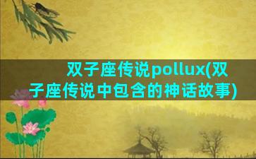 双子座传说pollux(双子座传说中包含的神话故事)