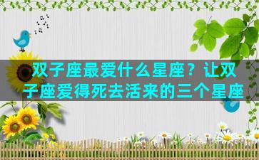 双子座最爱什么星座？让双子座爱得死去活来的三个星座