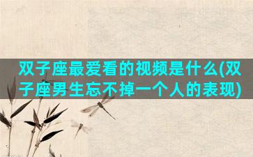双子座最爱看的视频是什么(双子座男生忘不掉一个人的表现)