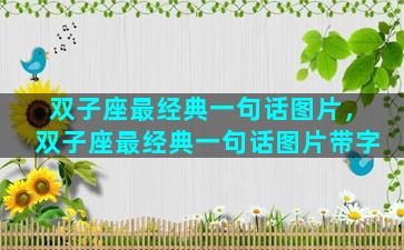 双子座最经典一句话图片，双子座最经典一句话图片带字