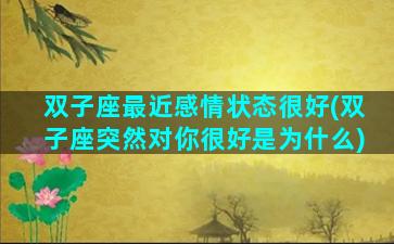 双子座最近感情状态很好(双子座突然对你很好是为什么)