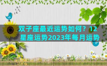 双子座最近运势如何？12星座运势2023年每月运势