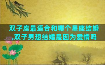 双子座最适合和哪个星座结婚,双子男想结婚是因为爱情吗
