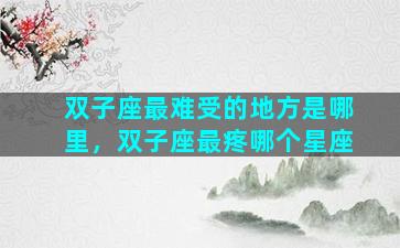 双子座最难受的地方是哪里，双子座最疼哪个星座