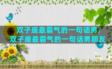 双子座最霸气的一句话男,双子座最霸气的一句话男朋友