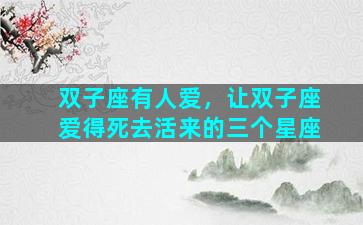 双子座有人爱，让双子座爱得死去活来的三个星座