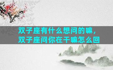 双子座有什么想问的嘛，双子座问你在干嘛怎么回