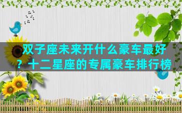 双子座未来开什么豪车最好？十二星座的专属豪车排行榜