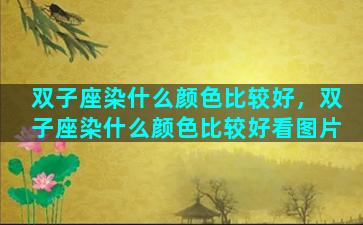 双子座染什么颜色比较好，双子座染什么颜色比较好看图片