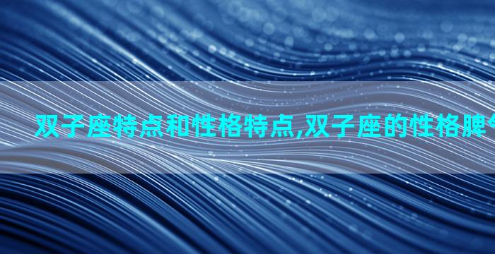 双子座特点和性格特点,双子座的性格脾气以及特点