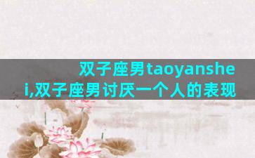 双子座男taoyanshei,双子座男讨厌一个人的表现