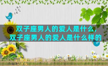 双子座男人的爱人是什么,双子座男人的爱人是什么样的