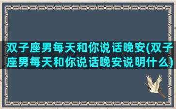 双子座男每天和你说话晚安(双子座男每天和你说话晚安说明什么)