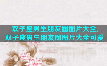 双子座男生朋友圈图片大全,双子座男生朋友圈图片大全可爱