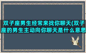 双子座男生经常来找你聊天(双子座的男生主动向你聊天是什么意思啊)