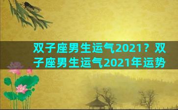 双子座男生运气2021？双子座男生运气2021年运势