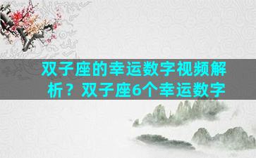 双子座的幸运数字视频解析？双子座6个幸运数字