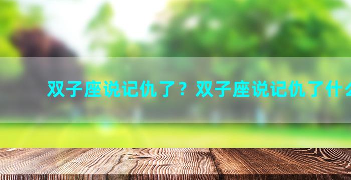 双子座说记仇了？双子座说记仇了什么意思