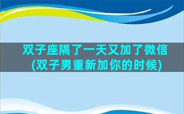 双子座隔了一天又加了微信(双子男重新加你的时候)