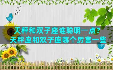 天秤和双子座谁聪明一点？天秤座和双子座哪个厉害一些