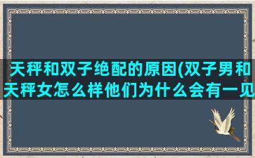 天秤和双子绝配的原因(双子男和天秤女怎么样他们为什么会有一见如故的感觉)