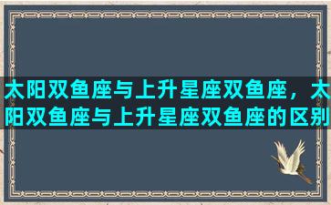 太阳双鱼座与上升星座双鱼座，太阳双鱼座与上升星座双鱼座的区别