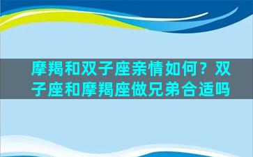 摩羯和双子座亲情如何？双子座和摩羯座做兄弟合适吗