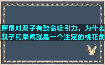 摩羯对双子有致命吸引力，为什么双子和摩羯就是一个注定的桃花劫