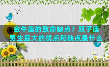 金牛座的致命缺点？双子座男生最大的优点和缺点是什么