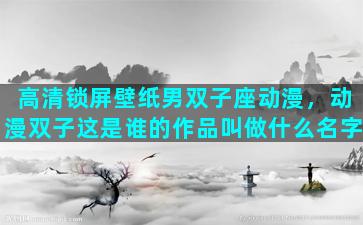 高清锁屏壁纸男双子座动漫，动漫双子这是谁的作品叫做什么名字